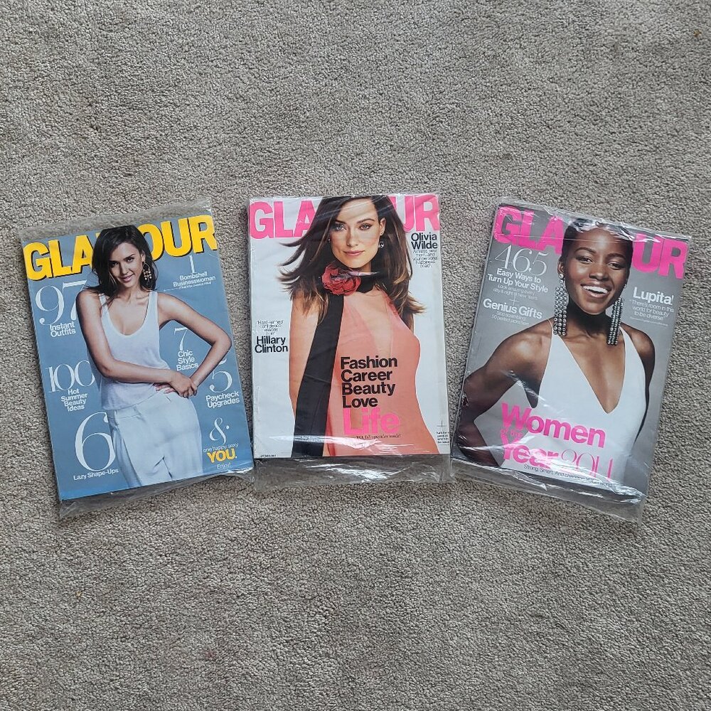Glamour Magazine Bundle: Jessica Alba, Olivia Wilde, Lupita, 2014 Sealed